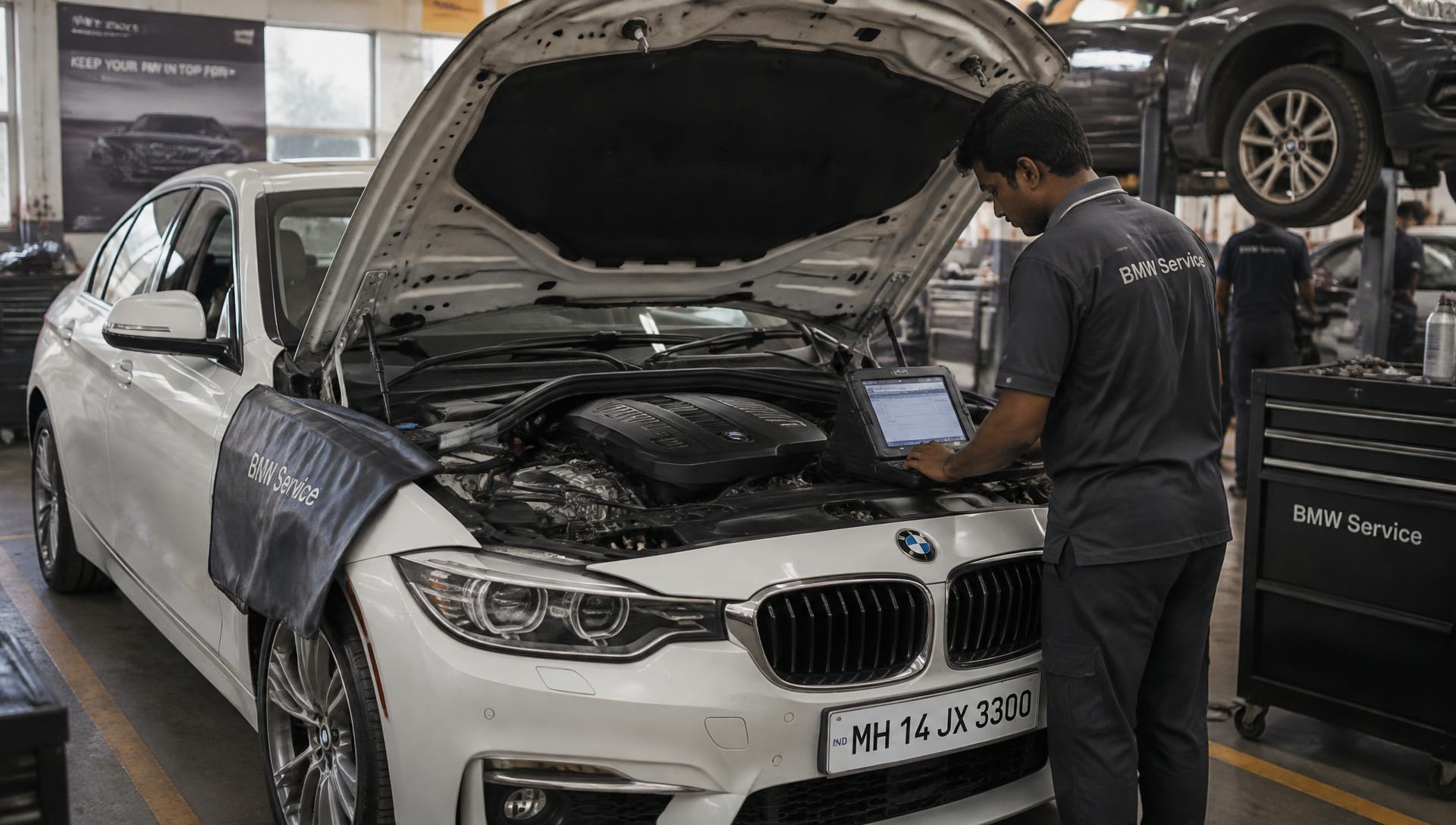 BMW engine diagnostics in progress at our garage