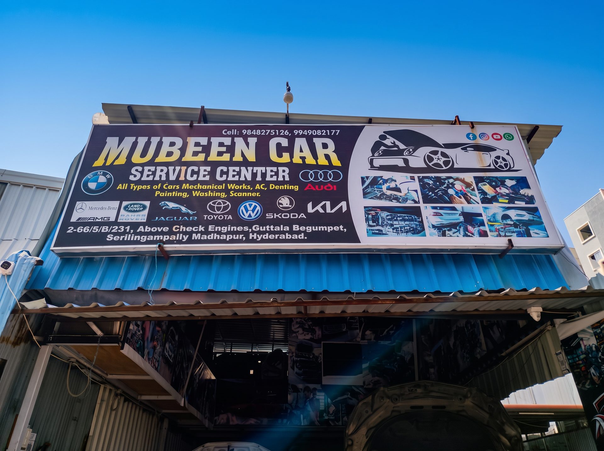 Mubeen Car Service Center workshop in Madhapur, Hyderabad